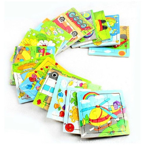 Wooden 9-piece puzzle with base picture animal colorful cartoon puzzle board early education educational toys for 1-3 years old children wholesale