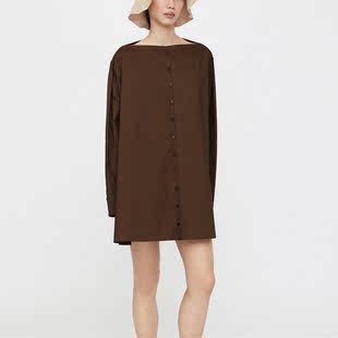 Нордический Totem2022 новый дизайн Чувствовать седло коричневый хлопок Ученик свободный Лодка платье женский рубашка юбка