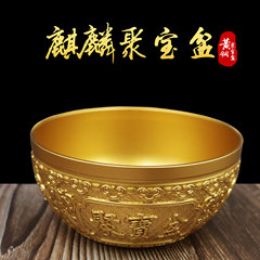 黃銅麒麟聚寶盆銅碗金飯碗家居銅擺件供佛佛具裝飾工藝品浮雕家用