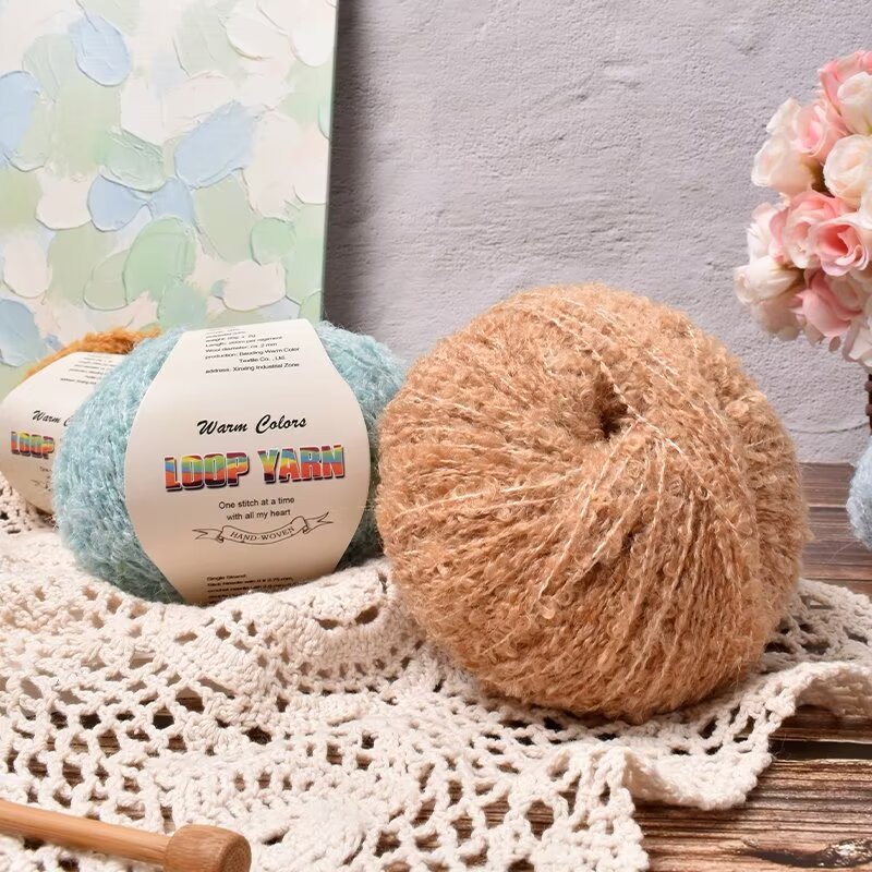 暖色圈圈纱手工钩编织diy玩偶头发混线特色网红圈圈线毛线团批发