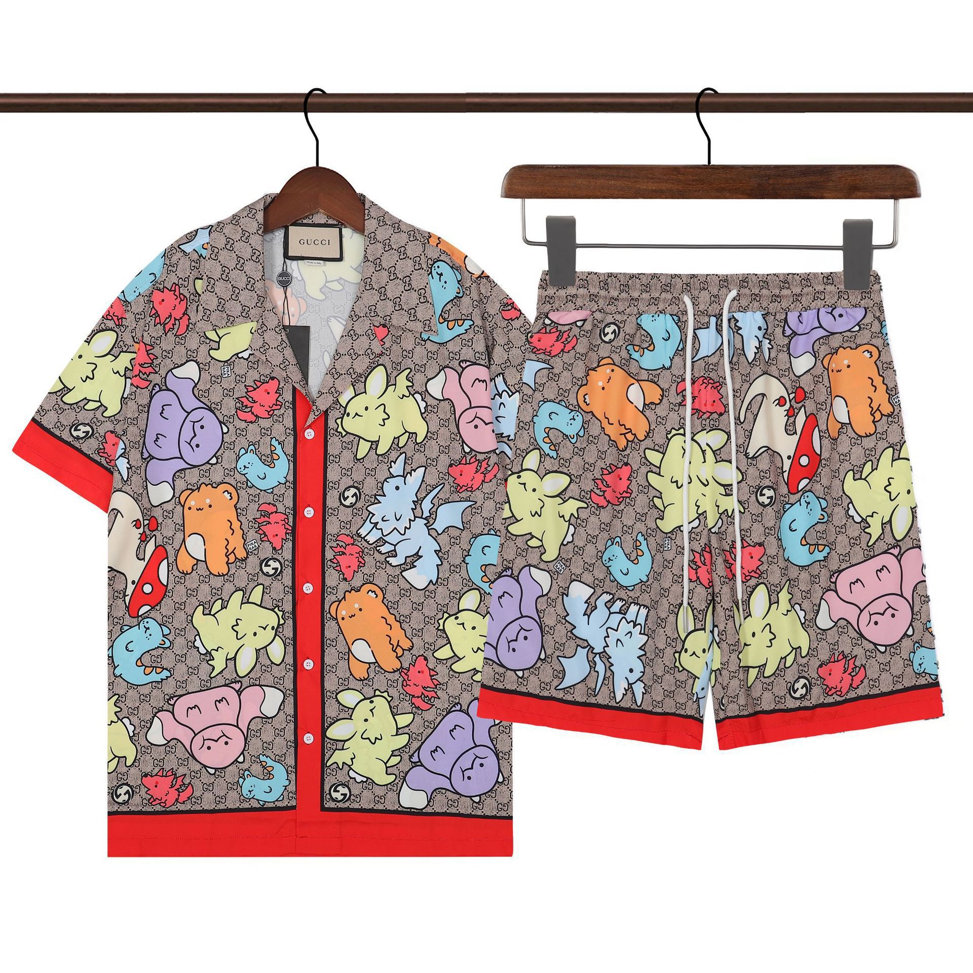 Transfronterizo de verano Amiri set clásico impresión de caju amiri camisa corta casual ropa deportiva para hombres y mujeres