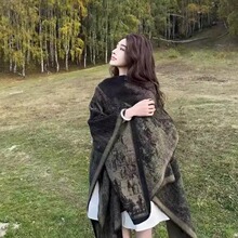 秋冬季披肩女披风旅游大西北新疆西藏川西旅行穿搭厚围巾外搭斗篷