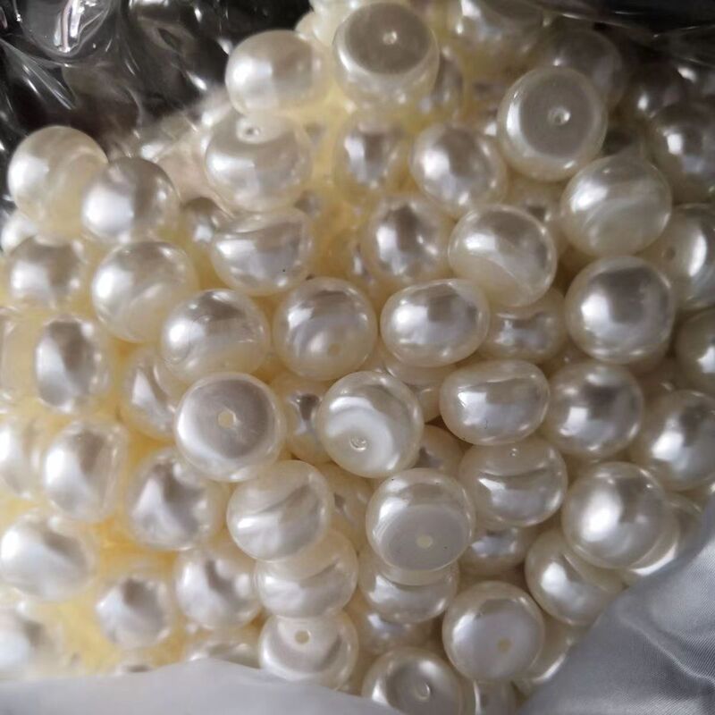 High-Gloss Imitation Pearl Beads with Half-Hole Bottoms, Bun-Shaped Beads for DIY Clothing Accessories, Wholesale Imitation Pearls