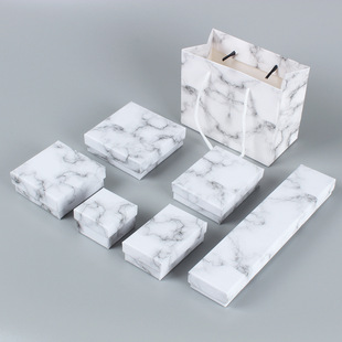 White marble jewelry carton suit light luxury ring stud earrings necklace pendant bracelet advanced jewelry box