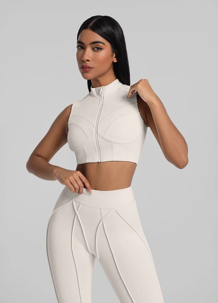 Zippered Sports Bra With Removable Breast Pads, Breathable And Supportive, Suitable For Fitness, Running, And Yoga._desvips.com