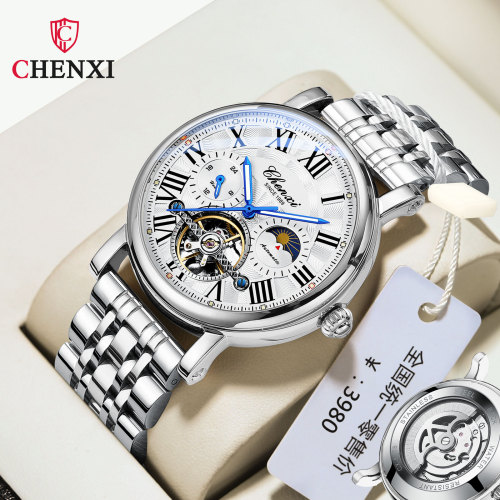 Chenxi wholesale business men's high-end fully automatic hollow flywheel luminous waterproof foreign trade cross-border mechanical watch for men