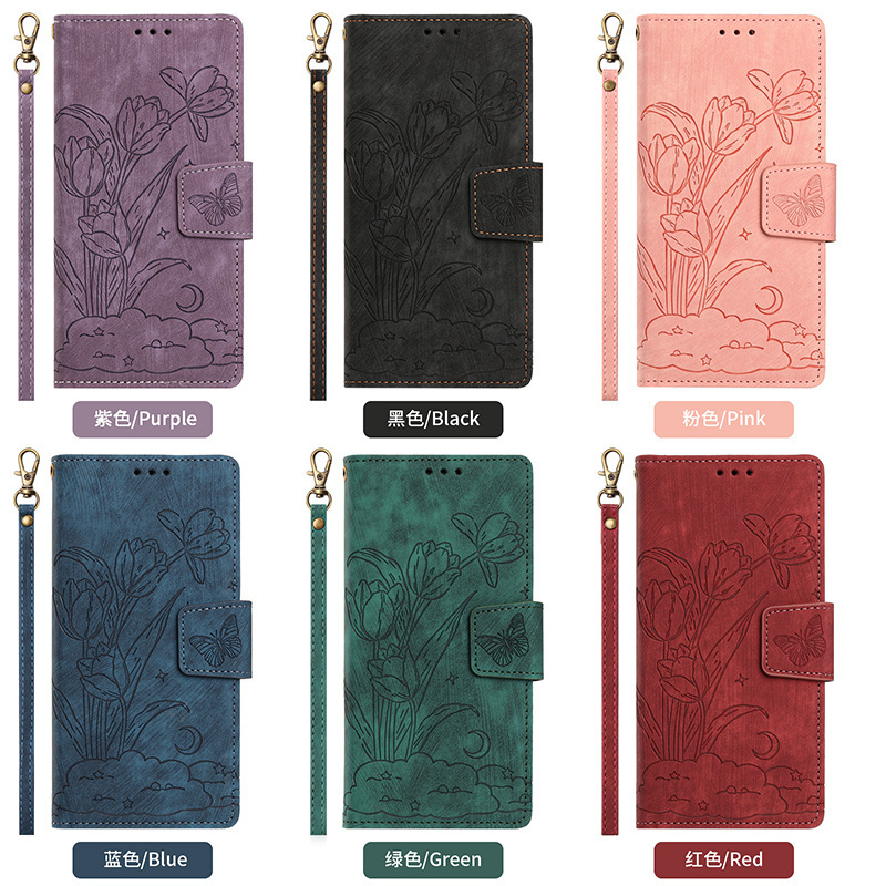 Suitable for Samsung A57a37A27 anti-drop embossed phone leather case Samsunga55A52A14A13 wallet protection