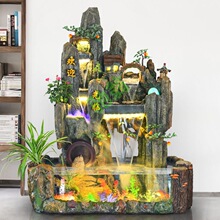 yut大型假山流水喷泉落地风水轮客厅玄关摆件鱼缸加湿器景观花园