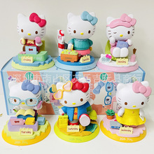 三丽ou公仔kitty猫少女系列蛋糕场景DIY 6款盒装摆件