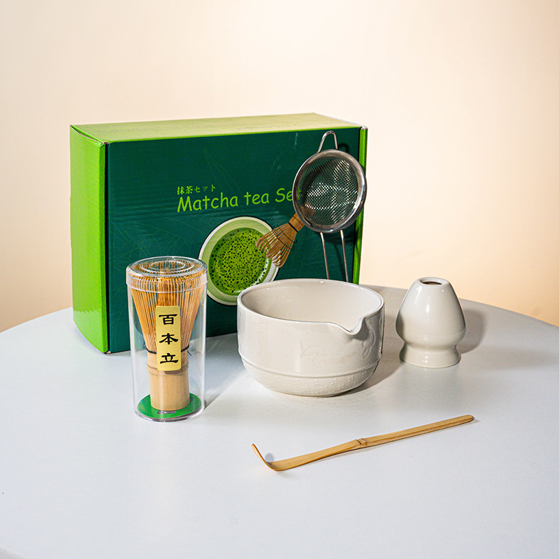 FJT 버섯입이 있는 직선 그릇 흰색 5개 세트(짙은 녹색 색상 상자)