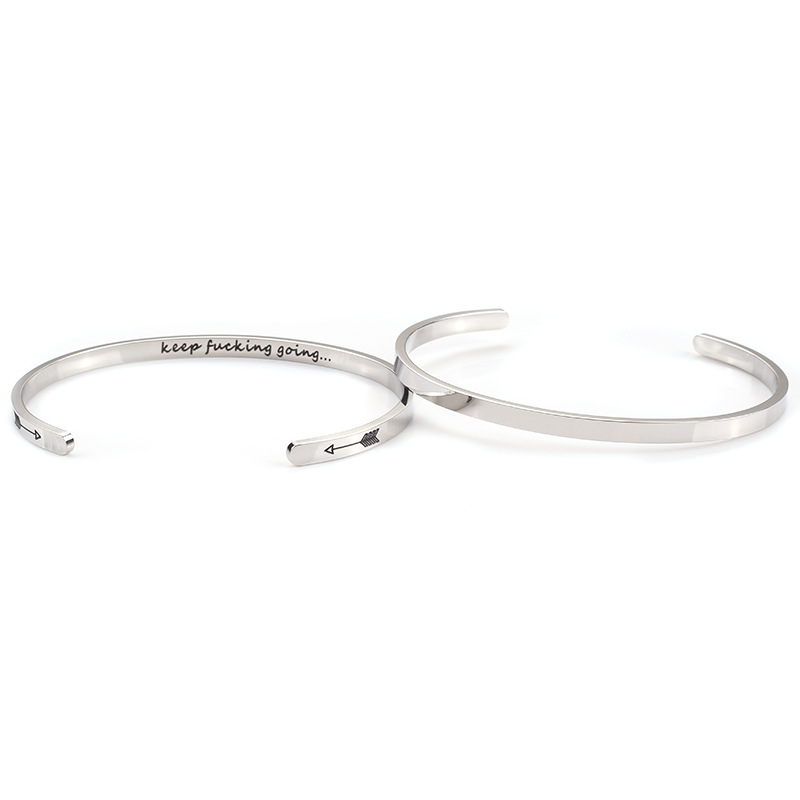 Fashion Letter Titanium Steel Polishing Bangle