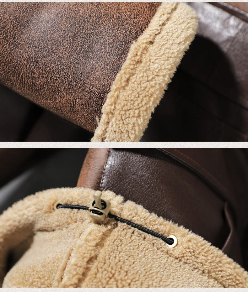 Vêtements pour hommes Marque de mode Qualité Hiver Fourrure et velours Veste en cuir épaissi Manteau en coton ample grande taille pour hommes_voghion.com