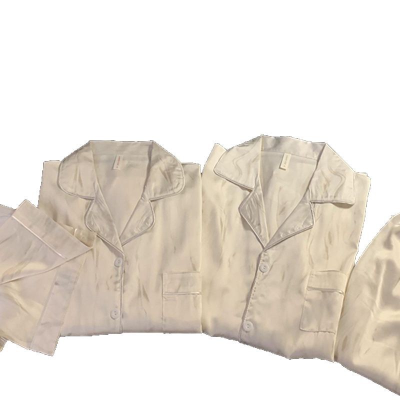 Pajama de pareja de hielo de alta sensibilidad de flujo de primavera y otoño para mujeres de manga larga de tamaño grande ropa de casa de seda para hombres set de verano