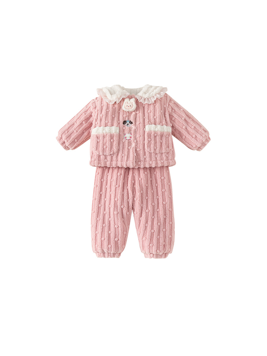 Yoobao ropa infantil 2025 nuevo pijama infantil niñas otoño invierno con un conjunto de dibujos animados de terciopelo de invierno para niñas ropa de hogar