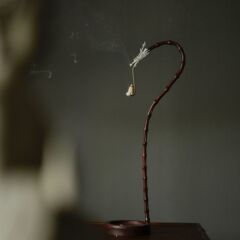 古代錫製手作り漆龍香掛け竹逆さ香立て線香立て龍頭香掛け