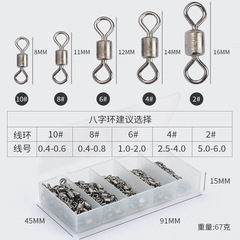 Skittering Shark | 200-piece 8-shaped ring set, high-speed American swivel connector, 8-shaped ring quick connector for fishing