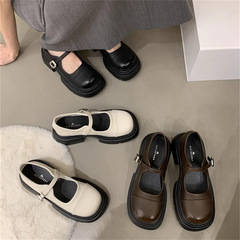 法式松糕鞋厚底單鞋子女士春秋季新款百搭瑪麗珍女鞋小皮鞋晚晚鞋