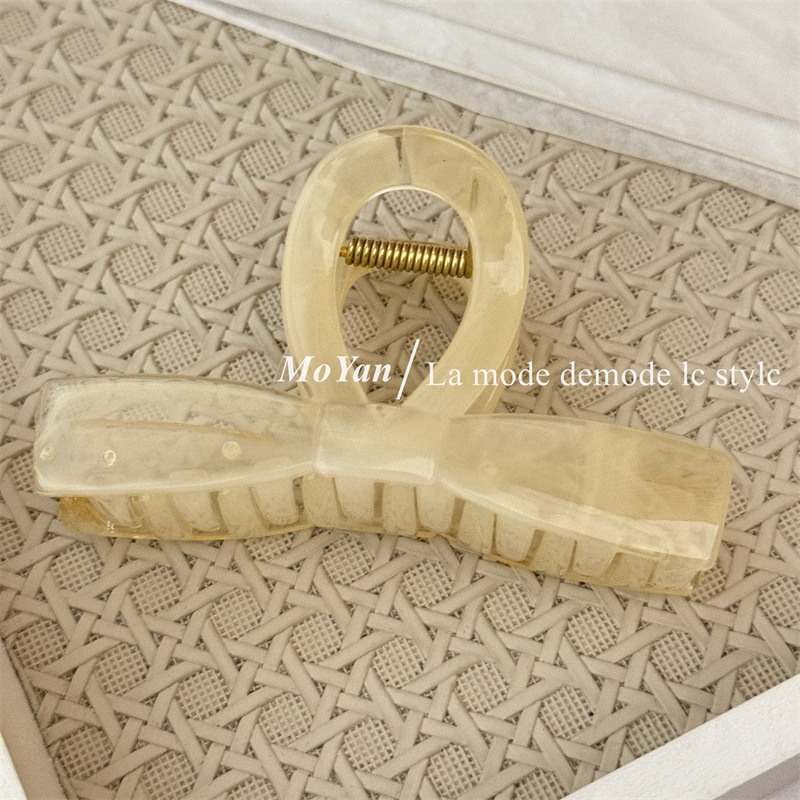 新款果冻色领结蝴蝶结抓夹洗澡头发抓后脑勺盘发发夹气质百搭发卡|undefined