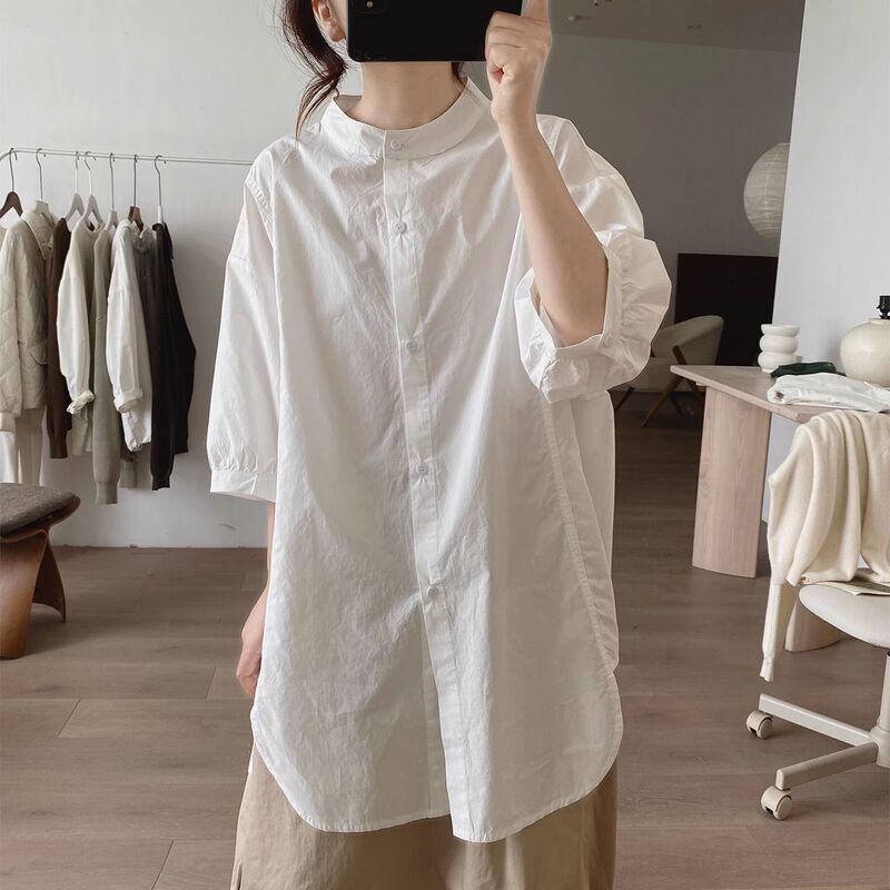 New Quality Shirt for Women in Summer, New Loose and Slim Mid-Sleeve, Simple Niche New Product, Half Turtleneck, Mid-Length Style