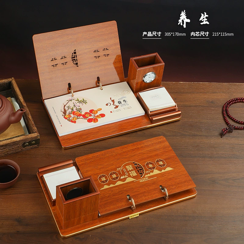 Wooden desk calendar, custom-made, ethnic style