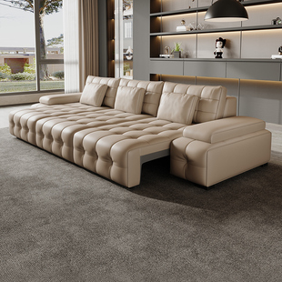 Foshan leather Lawrence electric function sofa intelligent remote control living room high-end designer home function sofa