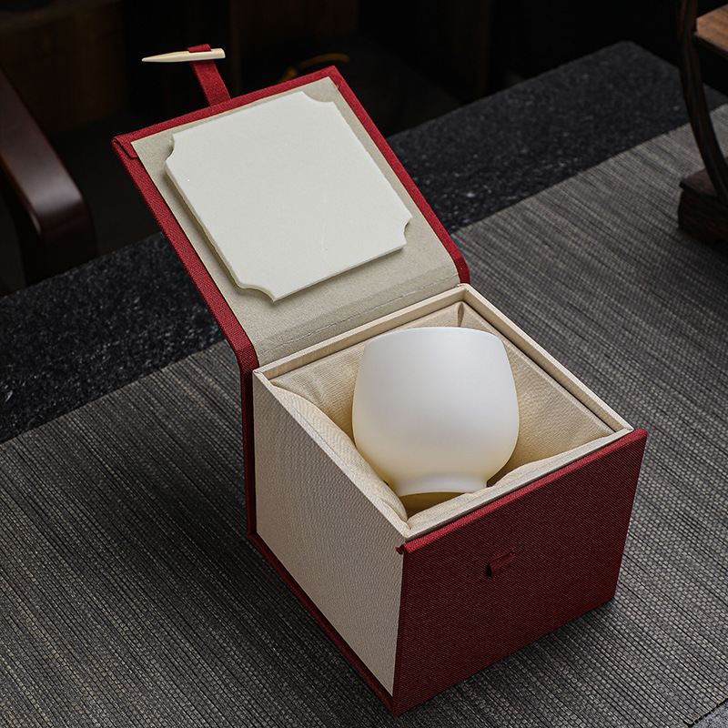 Master Cup Single Cup Dehua Ceramic Chinese White Sheep Fat Jade Matte Plain Burn Personal Tea Cup Gift Box
