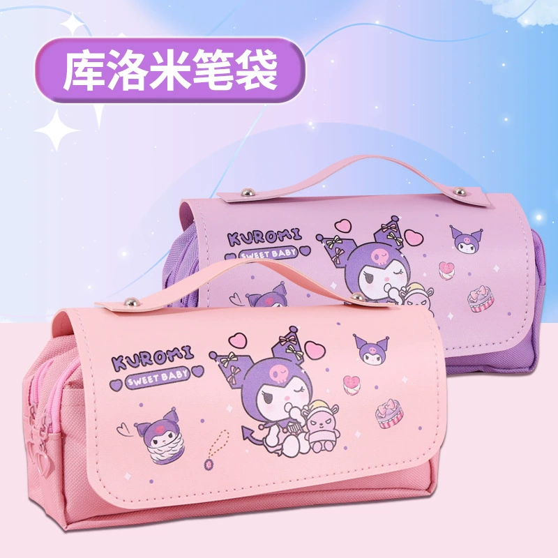 Sanrio, высококачественный вместительный двойной карманный пенал для школьников, антистресс