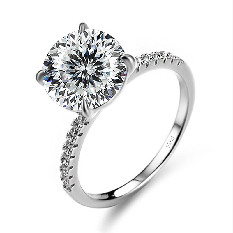 TK caliente amarillo gris anillo de moissanita incrustado en plata anillo de moissanita de corte transfronterizo caliente