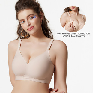 Amazon Cross-Border Trade Seamless Nursing Plus-Size Bra Without Underwire European and American High-End Full-Cup Bra for Women with Side Breasts