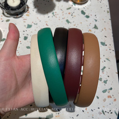 Vintage Chic PU Leather Headband with Instagram French Style for Girls, Outdoors, Hair Compression Band, Hairpin Crown Decor