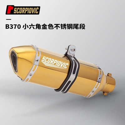 exhaust pipe modified golden | Motorcycle exhaust pipe - b370-small-hexagonal-gold-stainless-steel-tail-section