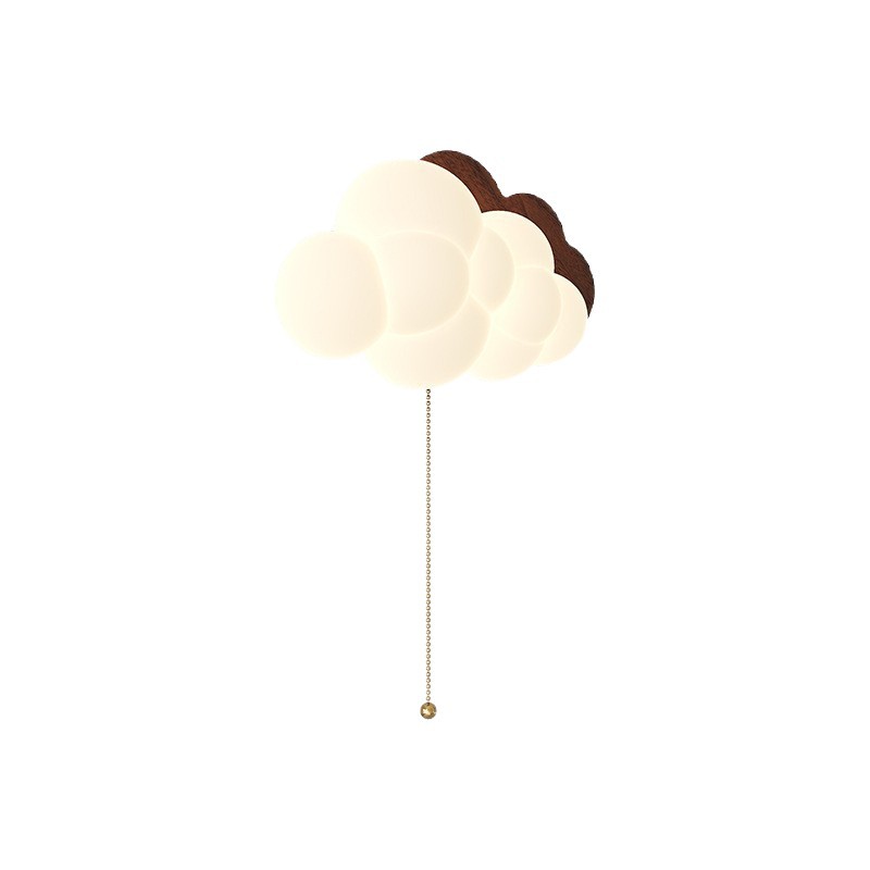 Estilo antiguo nogal grano de madera retro nube creativa lámpara de pared de cabecera de cama crema francesa lámpara de pared de fondo de dormitorio de sala de estar