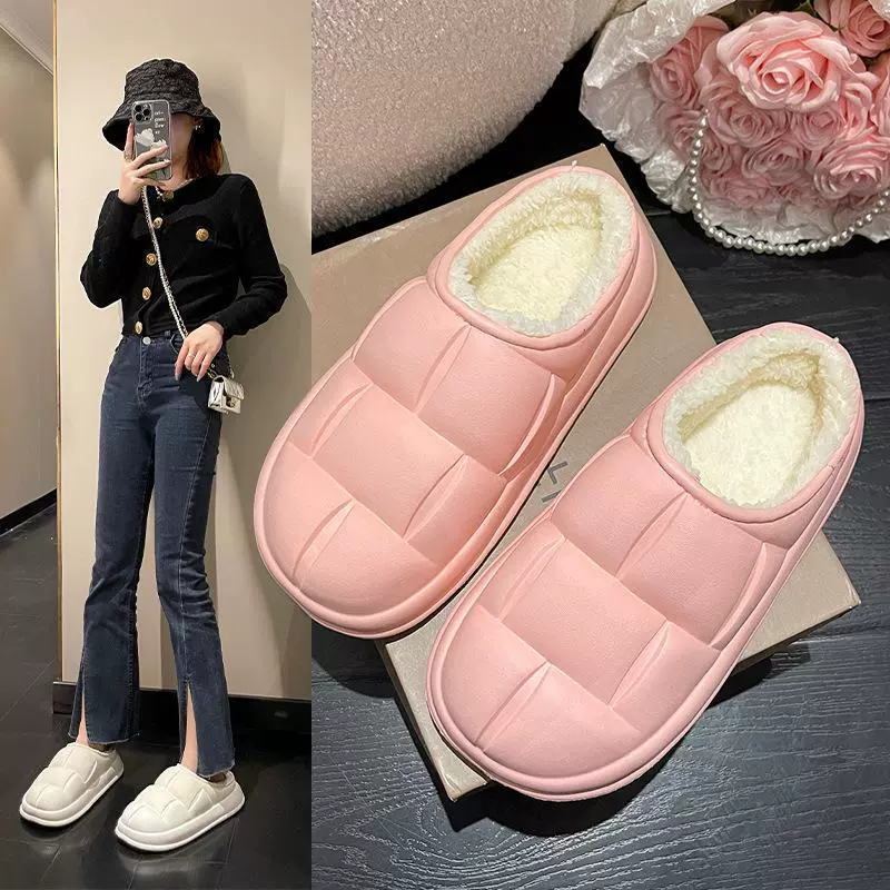 Женские осенне-зимние домашние тапочки с эффектом ходьбы по облакам, закрытая пятка, нескользящие, на толстой подошве, теплые, послеродовые тапочки из ЭВА.