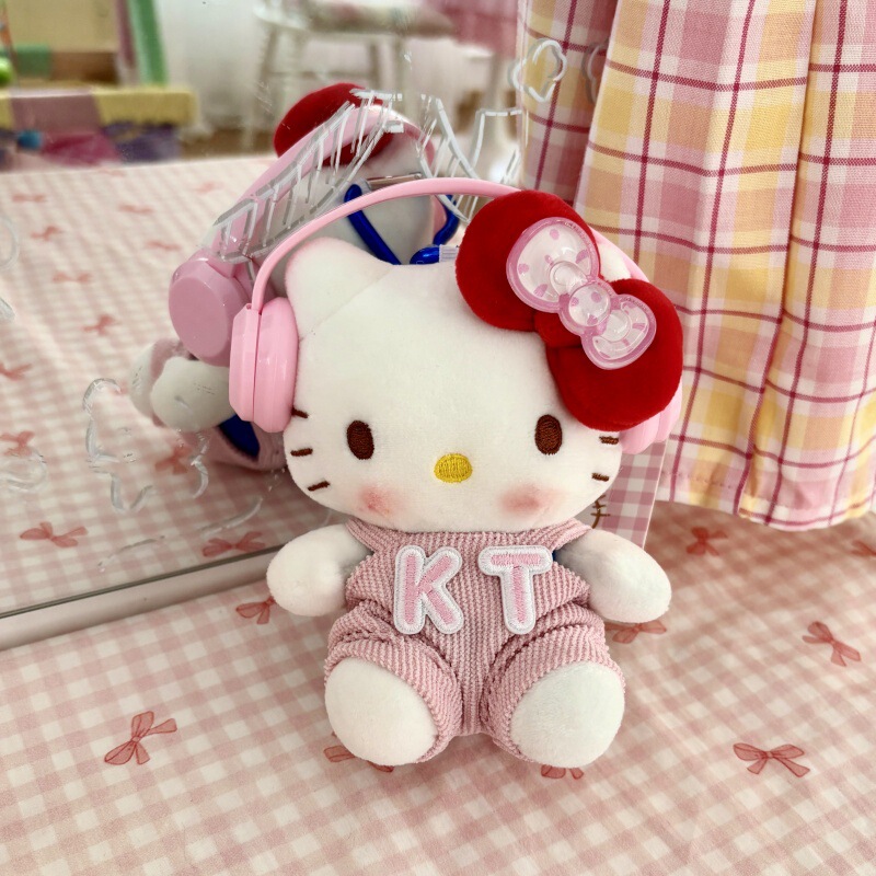 HelloKitty可爱粉色装扮钥匙扣粉色耳机包包挂件少女心时尚挂件|undefined