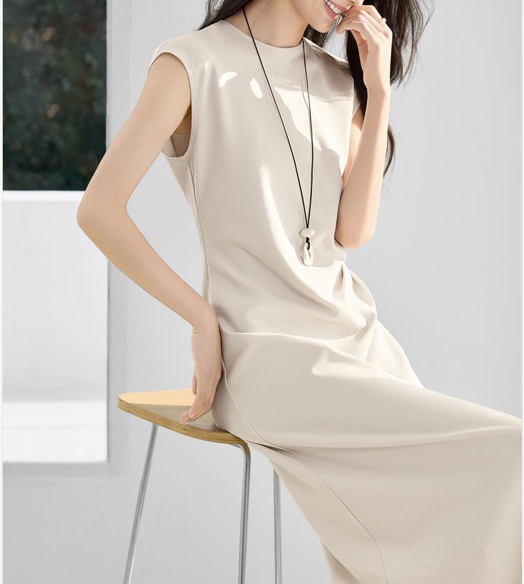Đầm maxi trắng kiểu Pháp thắt eo mùa hè thanh lịch — màu trắng ngà chi tiết 4