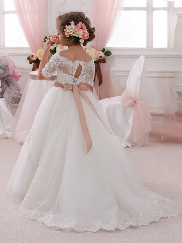 Amazon AliExpress ropa de los niños europeos y americanos Comercio exterior arco diamante bola niña vestido boda niña princesa