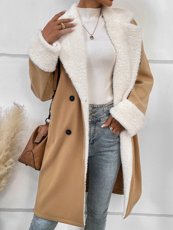 Women's Elegant Streetwear Solid Color Double Breasted Coat Coat Woolen Coat display picture 4