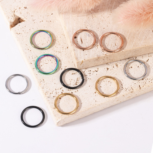 European and American stainless steel interface ring nose ring splicing ring 316L electroplating splicing piercing jewelry universal ring factory direct sale