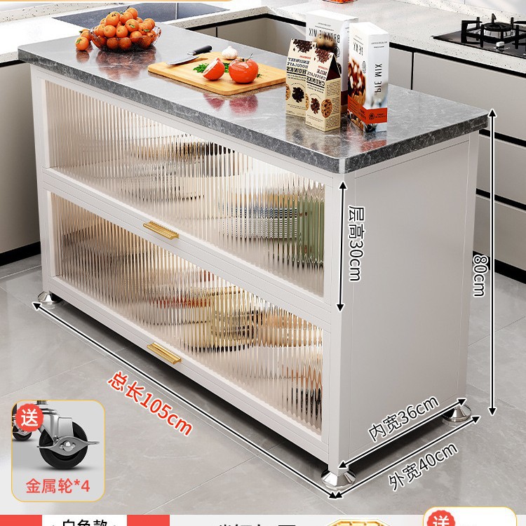 Estante de cocina de pizarra de roca, gabinete de almacenamiento de horno microondas multifuncional de piso, encimera, mesa de corte de verduras, mesa de preparación, armario lateral