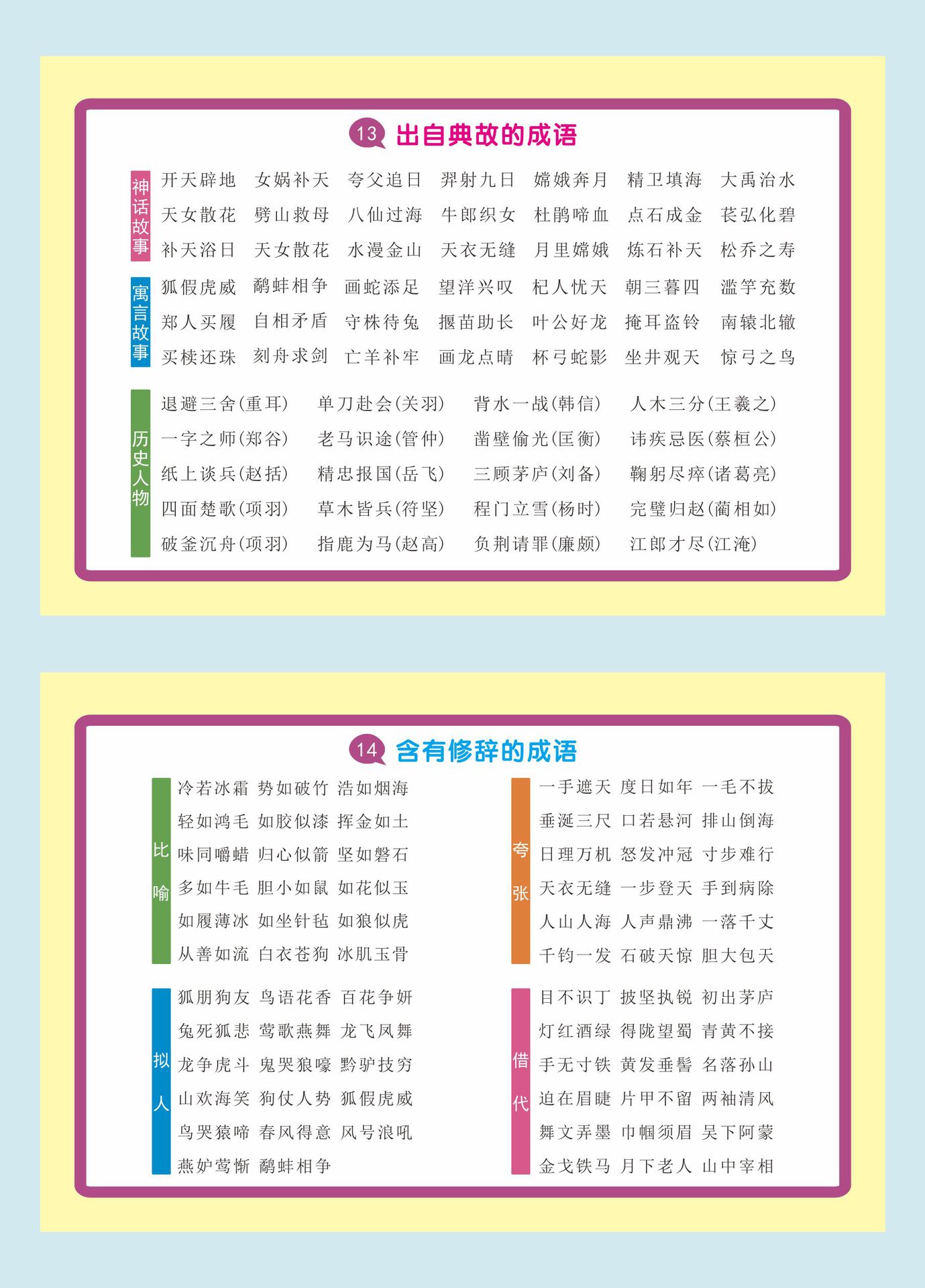 小学数学语文成语公式图表大全卡片简约速算法学院风台历学习手册详情24