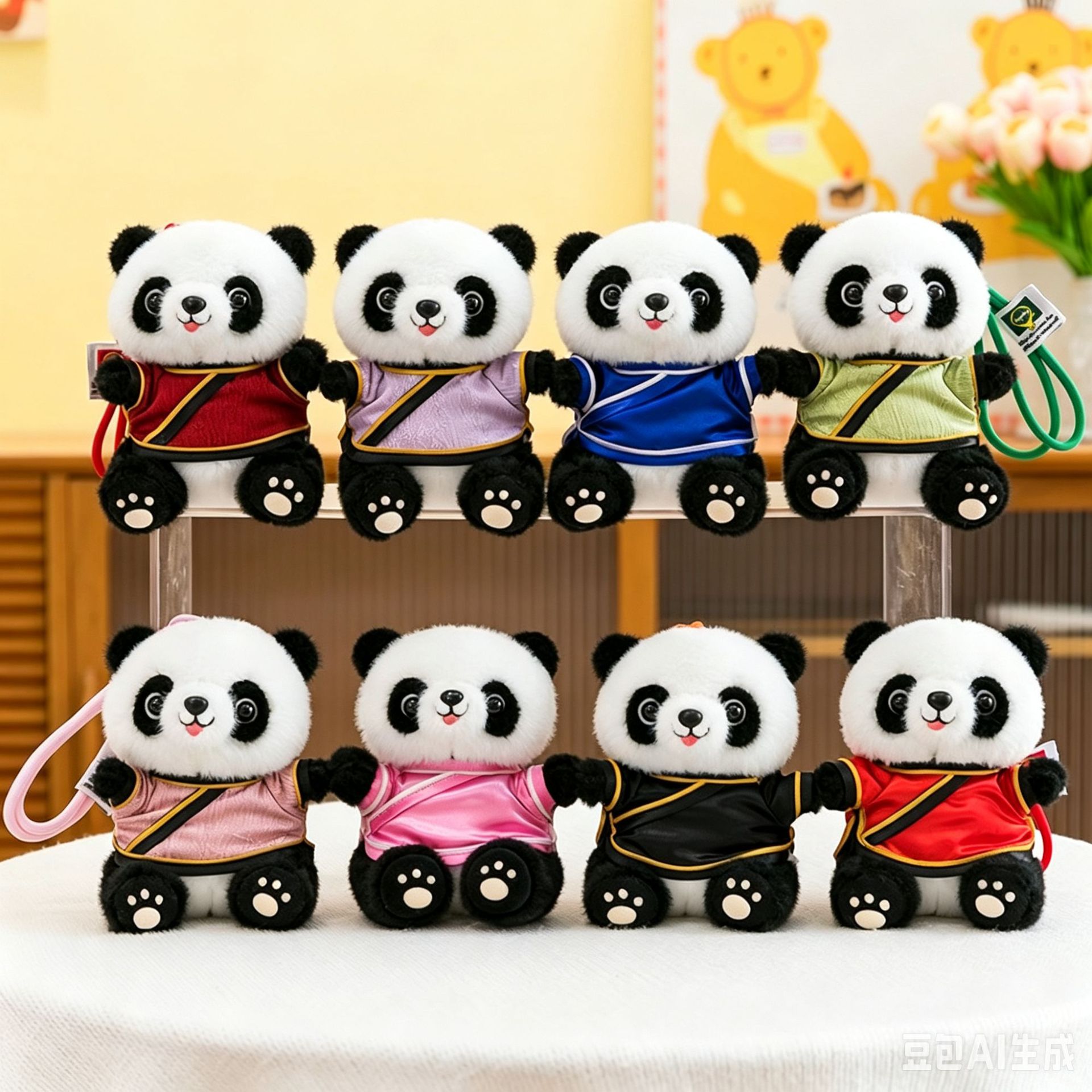 Cute panda muñeca peluche Sichuan panda gigante muñeca colgante creativo regalo hecho a mano logotipo al por mayor