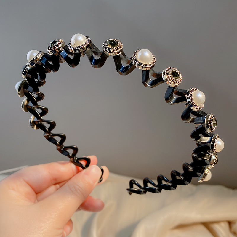 Diadema accesorios para el cabello al por mayor de las mujeres de estilo coreano rhinestone trébol pinza de pelo lindo lavado de cara pelo presionando antideslizante diadema dentada