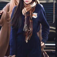 2025新款秋冬韩版网红一件代发宽松潮明星同款潮刺绣小狐狸卫衣女