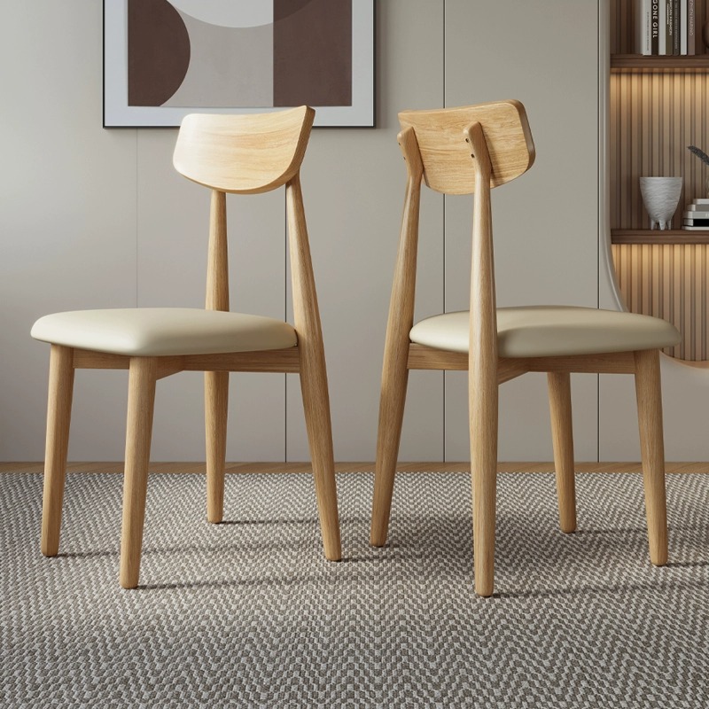 Solid Wood Chair, Dining Chair for Home, Modern Raw Wood Style with Soft Cushion Backrest, Restaurant and Hotel Simplistic High-End Dining Chair