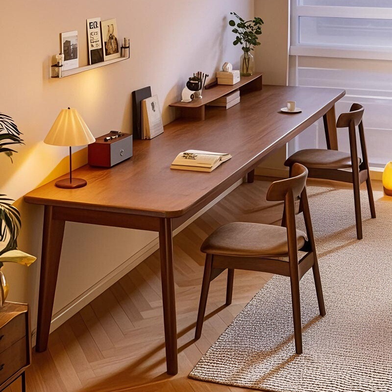 Carefully Selected Solid Wood Student Desks with Integrated Bookshelves for Living Room, Bedroom, Home Study, Computer Desk, and Office Desk