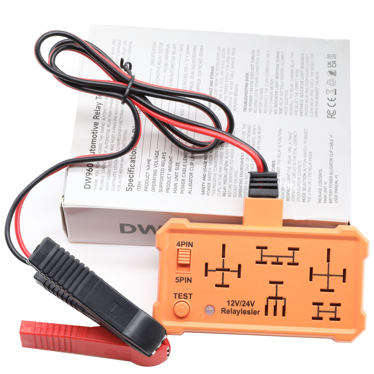 Relay diagnostic instrument, multi-pin relay tester, 5-position five-socket 12/24v relay detector