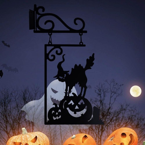 Metal Halloween Ghost Wall Art Decoration Home Office Living Room Garden Bedroom Sculpture Retro Party