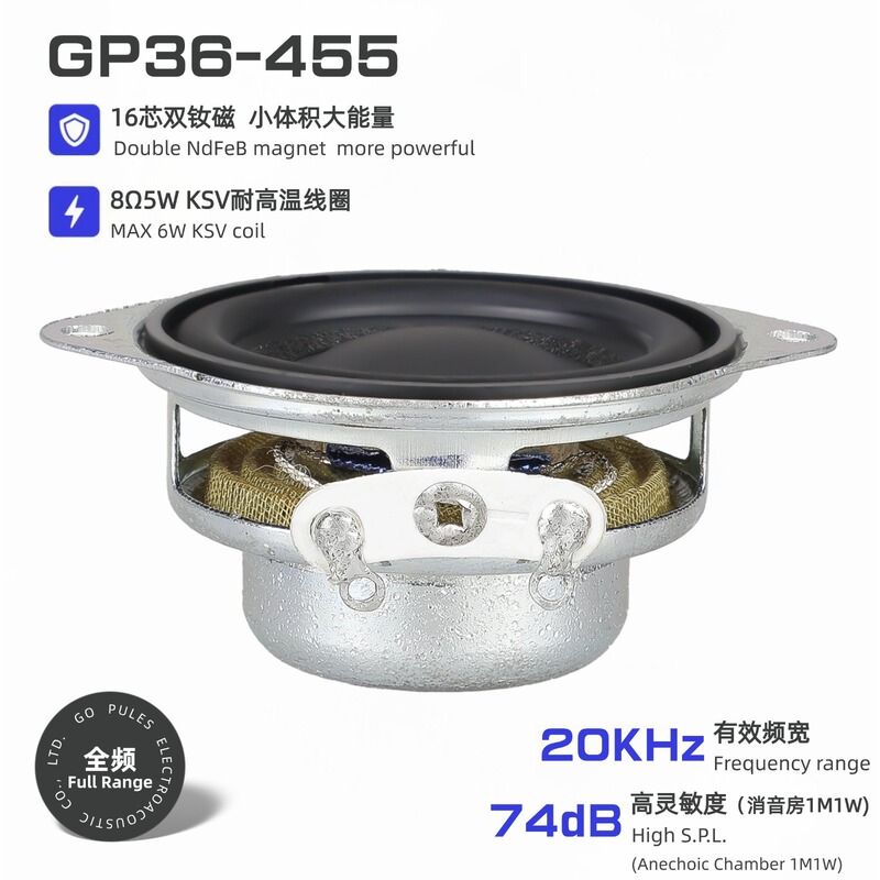 36mm 1.4inch Full-Range Speaker 8 Ohm 5W Dual Magnetic 16-Core with Ear Mounting Hole High Volume Neodymium Magnetic Speaker