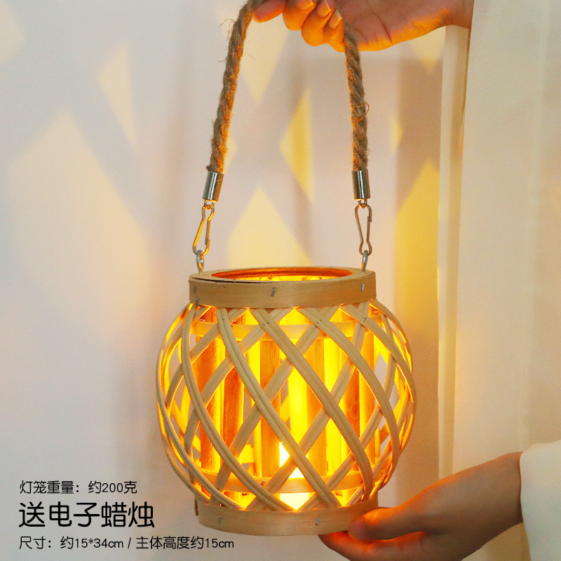 中秋节古风藤编灯笼儿童手工diy材料包手提发光花灯汉服拍照道具|undefined