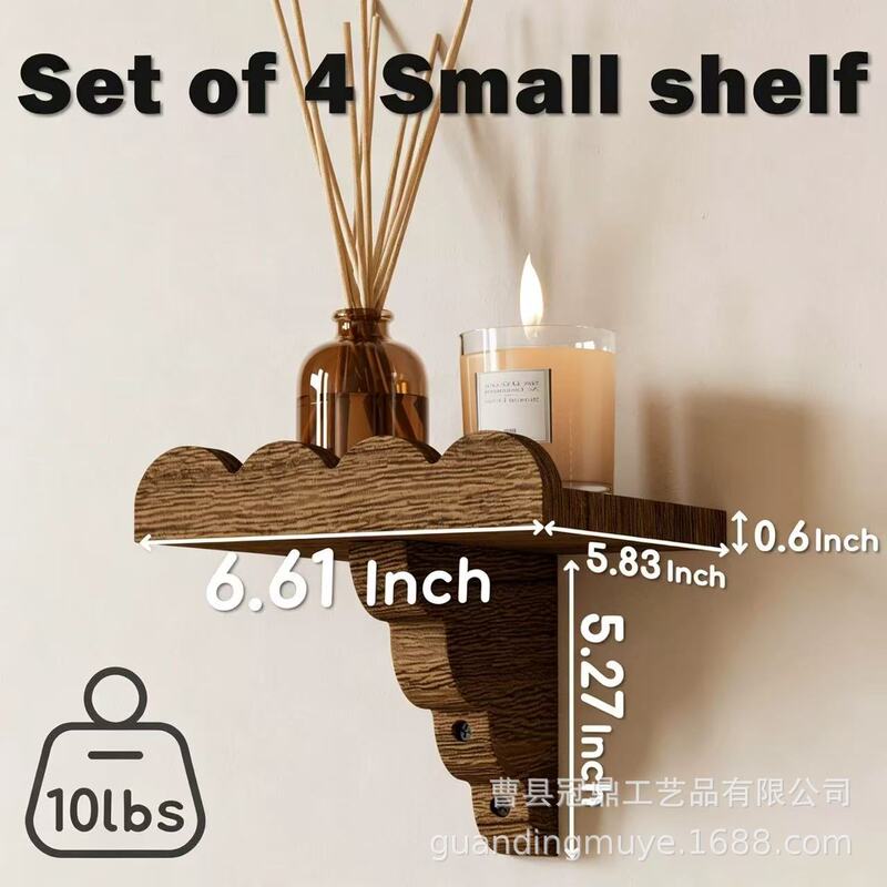 Manufacturer's new wooden wall shelf, creative wave-shaped wall decoration rack, candle holder, solid wood wall storage rack